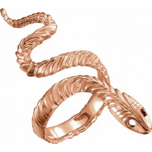 Gemstone & 14k Gold Adjustable Snake Ring