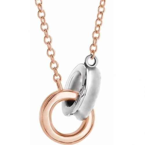 Interlocking Circle 18" Necklace, Sterling Silver, 14k Yellow Gold, 14k White Gold, 14k Rose Gold, 14k Two-Tone all combinations, & Platinum