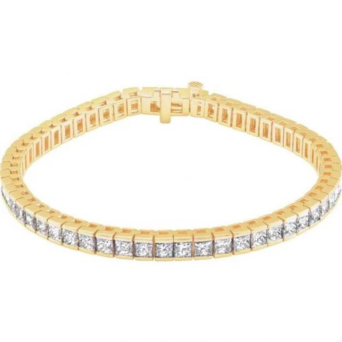 2.5mm 4ct Natural Diamond Line Bracelet, 7 1/4". Available in 14k Yellow & White Gold. April Birthstone, Genuine Diamond Tennis Bracelet
