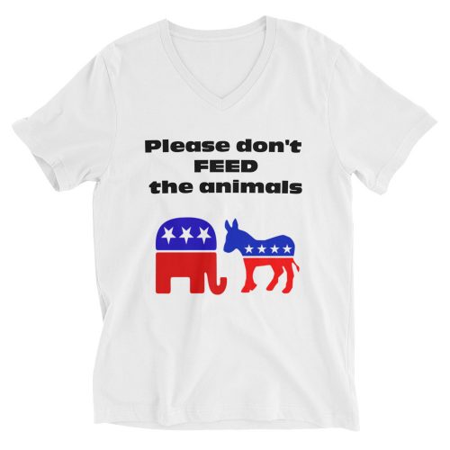 Don't feed the animals Unisex Short Sleeve V-Neck T-Shirt